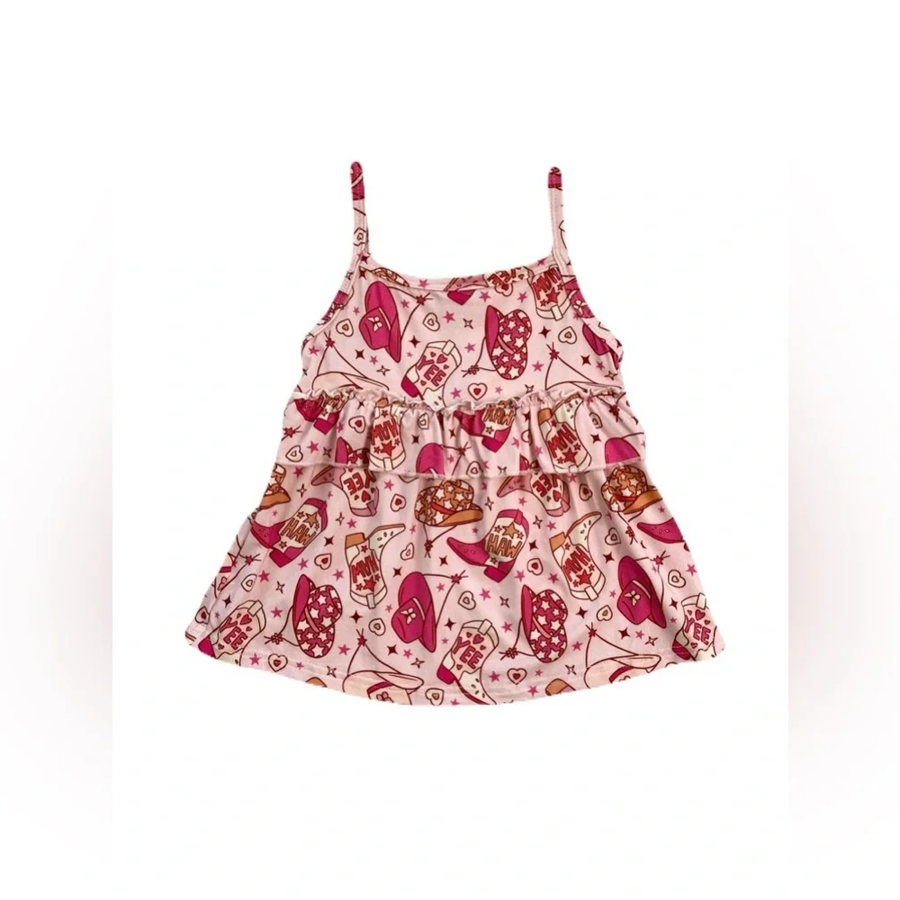 🇨🇦 Little Eyes Kids Bamboo Outfit Set Western Cowgirl Tank Top & Flared Pants - Picture 3 of 8
